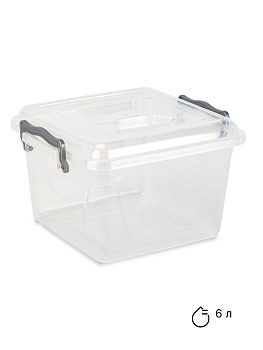 Контейнер для хранения 6л FORA квадратный с клипсами полипропилен 000000000001227306
