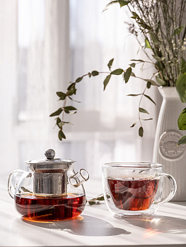 Чайник заварочный 1л LUCKY с металлическим ситичком стекло 000000000001212879