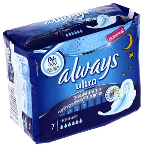 Гигиенические прокладки Ultra Night Single Always, 7 шт. 000000000001024152