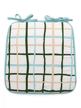 Подушка на стул DeNASTIA Коллекция"Кактусы"33x38x38см,100%хлопок/30%полиэстер,голубой/белый P111180 000000000001202707