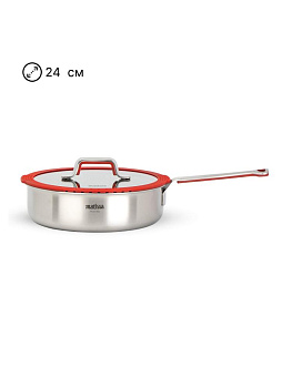 Сковорода с крышкой 24см MATISSA красный нержавеющая сталь/силикон/стекло 000000000001217731