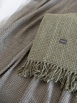 Плед 150x200см DE'NASTIA плетеный серый хлопок/шенилл 000000000001230285