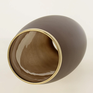 Ваза стеклянная бочка высотой 26 см, Тонировка Горький шоколад, золотой ободок.7736/250/rt0015 000000000001191040