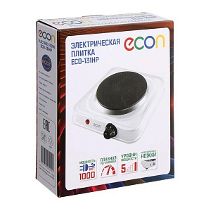 Плитка электрическая ECON 1конфорка 15,5см 1000 Вт белый металл 000000000001211359
