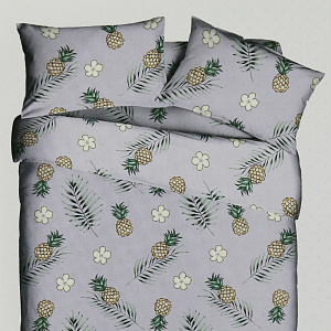 Комплект постельного белья 1,5-спальный ЛЮБОВЬ И ЖИЗНЬ Ананас простынь150х215см пододеяльник145х215см наволочки70х70см-2шт лавандовый бязь хлопок 000000000001202021