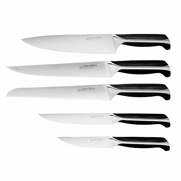 Набор ножей 6 предметов SERVITTA (5 ножей, подставка) нержавеющая сталь 000000000001219401