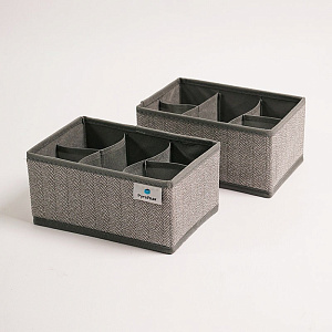 Набор органайзеров для хранения 2шт 5 секций 21x14x10см РУТАУПАК серый 000000000001211979