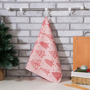 Полотенце кухонное 40х60см Елочки красный/белый хлопок-100% 000000000001215458