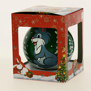 Декоративное украшение 10см Шар 5 БИРЮСИНКА Подарочный Зайка стекло 000000000001179998