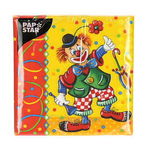 Бумажные салфетки 3-х слойные Клоун Pap Star, 33?33 см, 20 шт. 000000000001142464