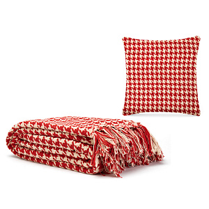 Плед 150х200см LUCKY PEID-DE-POULE SGE-3229 красно-молочный хлопок 80%/полиэстер 20% 000000000001219675