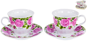 Набор чайный 4шт 2чашки  фарфор 220мл/2блюдца Сад подарочная упаковка Флора Olaff 124-01057 000000000001197819