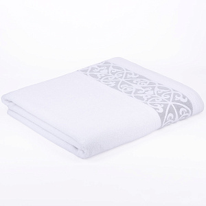 Полотенце махровое 100х150см DINA ME Вензельный бордюр белый снег хлопок 000000000001212858