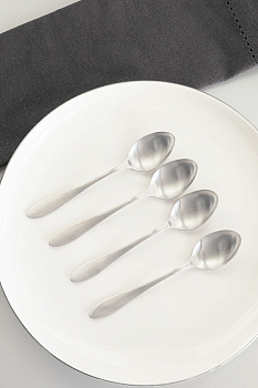 Набор ложек столовых 4шт DE'NASTIA Этерна серебристый сатин нержавеющая сталь 000000000001229641