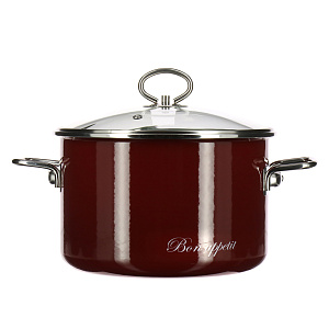 Кастрюля 5,5л VITROSS Белые цветы цилиндрическая форма вишнёвый эмалированная сталь 000000000001114768