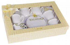 Набор кофейный 12 предметов (чашка 100мл-6шт/блюдце-6шт) белый с золотом подарочная упаковка 101-01009 000000000001177536