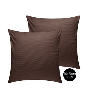 Наволочки 70х70см-2шт DE'NASTIA коричневый сатин-страйп 3мм хлопок-100% 000000000001215557