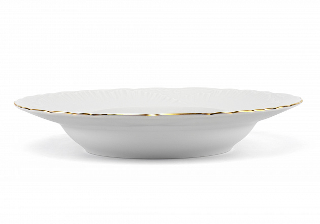 Тарелка суповая 22,5см CMIELOW Рококо Золотая отводка глубокая фарфор 000000000001216744