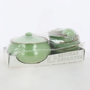 Набор посуды для окрошки 7 предметов ВЯТСКАЯ КЕРАМИКА жаропрочный салатовый 000000000001212380