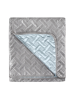 Покрывало 200x240см DE'NASTIA Палермо двустороннее геометрия атлас/атлас серое/голубое 100% полиэстер 000000000001190047