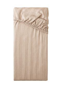 Проcтыня на резинке 200х200+25см DE'NASTIA бежевая сатин-страйп хлопок100% 000000000001212976
