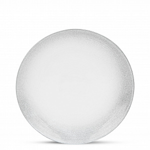 Тарелка десертная 21см белая с серебром стекло 000000000001219710