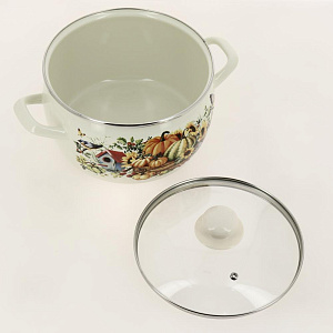 Кастрюля 3,3л METROT Тыква стеклянная крышка эмаль 000000000001202127