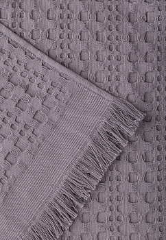 Покрывало 200x220см LUCKY вафельное с бахромой темно-серый хлопок 100% 000000000001212562