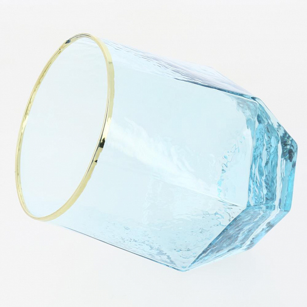 Стакан 390мл LUCKY Ледяной голубой с золотой каймой стекло 000000000001210472