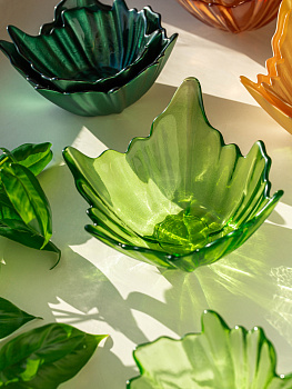 Ваза-конфетница 17см EFE GLASS Цветок прозрачный зеленый стекло 000000000001213531