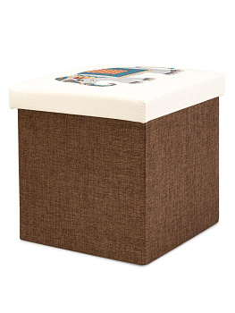 Пуфик куб 35х35х35см складной этно слон бежево-коричневый лен 000000000001226421