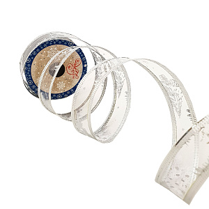 Новогодняя лента Серебрянный орнамент из полиэстера на картонной катушке с запаянной кромкой 270x2,5x0,01см 82321 000000000001201780