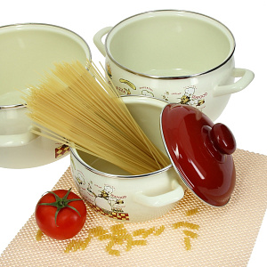 Набор посуды для приготовления 6 предметов Повара (кастрюли: 2,2л+4л+5,3л) металлическая крышка 000000000001006453