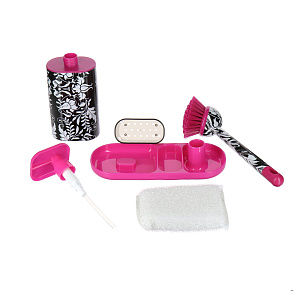 Набор для мытья посуды на подставке Rococco pink Vigar, 3 предмета 000000000001123200