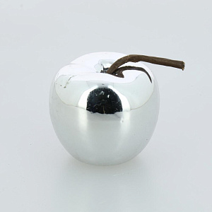 Фигура декоративная 6х6,5см Яблоко серебро керамика 000000000001209231