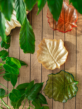 Блюдо сервировочное 13см EFE GLASS Лист металлик золото стекло 000000000001213526