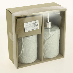 Набор для ванной 2 предмета ДОЛЯНА Мезо дозатор для мыла стакан серый керамика пластик 000000000001209705