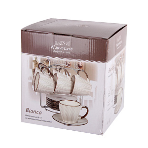 Набор чайный 12 предметов (чашка 220мл-6шт/блюдце-6шт) Bianco подарочная упаковка керамика 000000000001218525