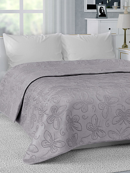 Покрывало 240х260см DE'NASTIA Бабочки двустороннее серое 100%полиэстер 000000000001208448