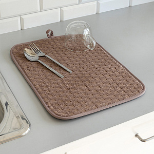 Коврик для сушки посуды 45х32см LUCKY Шашечки коричневый микрофибра полиэстер 000000000001223878