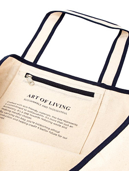 Сумка 34х59х19см DE'NASTIA Art Living темно-синяя ручка хлопок 000000000001225554