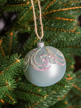 Декоративное украшение 9см Шар 4,5 БИРЮСИНКА Морозный стекло 000000000001179986