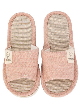 Тапочки домашние 38-39 женские открытые текстильные розовый полиэстер/ПВХ 000000000001228888