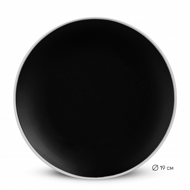 Набор столовой посуды 18 предметов черный с белой окантовкой керамика 000000000001221529