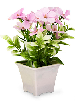 Цветок искусственный в кашпо Незабудка 16см сиреневый пластик 000000000001225659