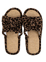 Тапочки домашние 36-37женские открытые леопардовый бант коричневый полиэстер/ПВХ 000000000001228899