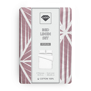 Комплект постельного белья Евро LUCKY ГЕОМЕТРИЯ (пододеяльник, наволочки 50х70см-2шт) сиреневый/лиловый поплин хлопок-100% 000000000001215953