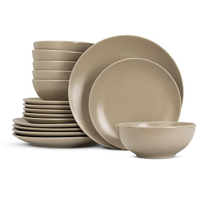 Набор столовой посуды 18 предметов FORA бежевый керамика Набор столовой посуды 18 предметов FORA бежевый керамика 000000000001223057