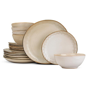 Набор столовой посуды 18 предметов LUCKY песочный керамика 000000000001221940