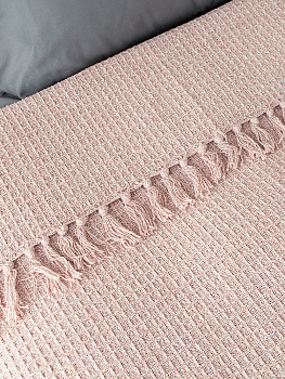 Покрывало 150x200см DE'NASTIA розовый вафельное меланж хлопок 000000000001229654